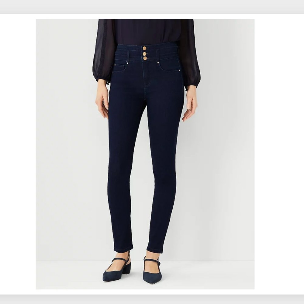 Curvy Sculpting Pocket High Rise Skinny Jeans in Dark Rinse Wash, 4, NWT